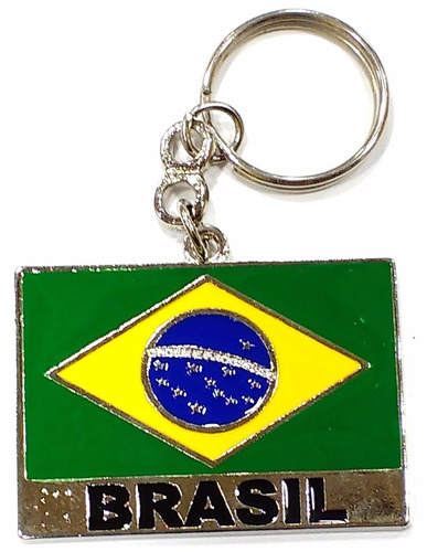 Chaveiro Bandeira Do Brasil Em Metal 5x4cm Lindo Souvenir