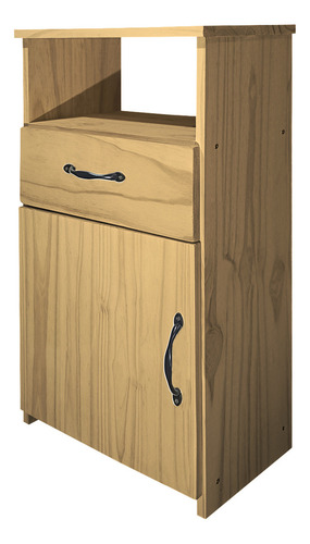 Mesa De Luz Alta Estilo Sommier Con Puerta Y Cajon Clasica Dormitorio Madera Maciza Color Roble