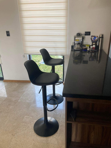 Set 3 Bancos Para Barra Eames Negro Giratorios Y Ajustables Satinado Negro