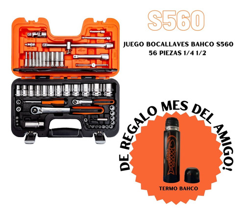 Juego Bocallaves Bahco S560 56 Piezas 1/4 1/2 Dynamic Drive