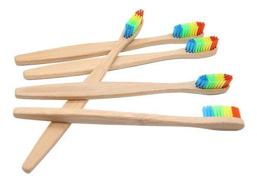 Imagem 1 de 9 de Escova De Dentes De Bambu (5 Unidades)