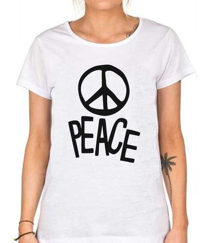 Remera De Mujer Peace Simbolo De Paz Frase