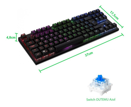 Imagem 7 de 8 de Teclado Gamer Rgb Tkl Switch Outemu Blue Anti-ghosting Tero