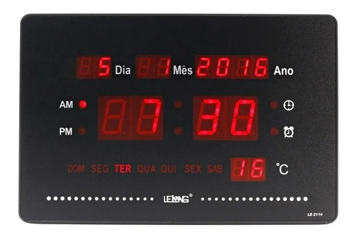 Relógio Parede Mesa Digital Calendário Termômetro Alarme