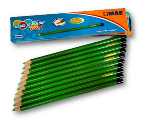 Lapiz Checador Verde Caja Con 10