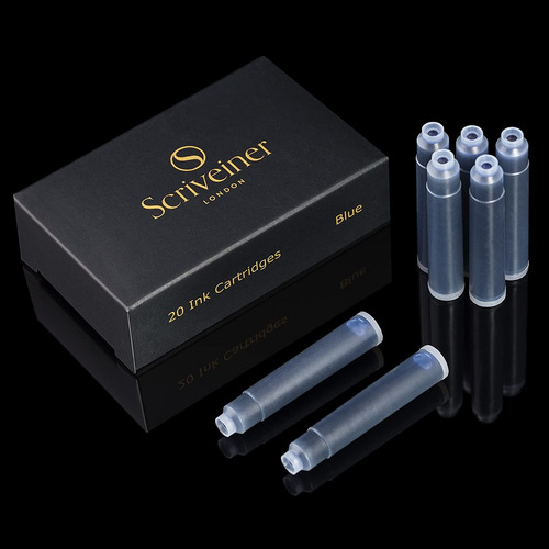 Scriveiner Fountain Pen Ink Cartridges - Black - 20 Standard