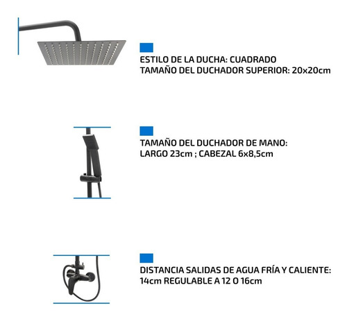 Imagen 3 de 10 de Columna De Ducha Exterior Monocomando Flor Cuadrada Duchador