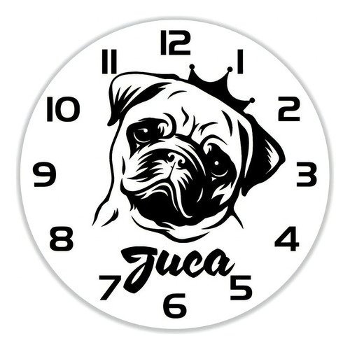 Placa Decorativa Branca - Cachorro Pug Personalizado