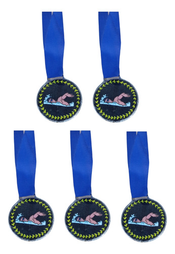 Kit C/5 Medalhas De Natação Esportes 30mm Personalizada1 Fit