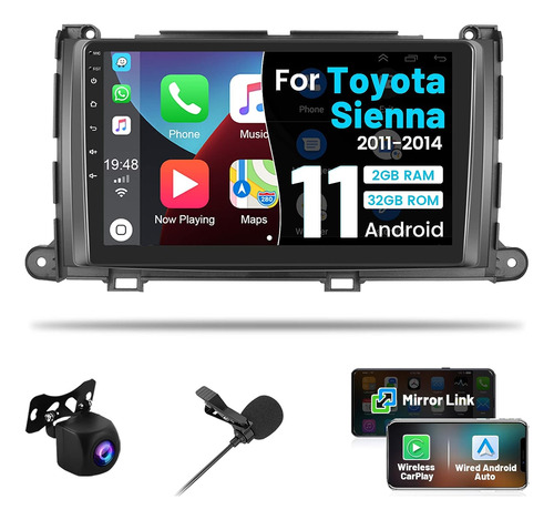 Estéreo Para Coche Toyota Sienna Android 11 Carplay 11-2014