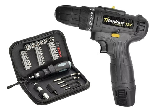 Parafusadeira Furadeira 12v 3/8 Bivolt Titanium C/ Kit Bosch