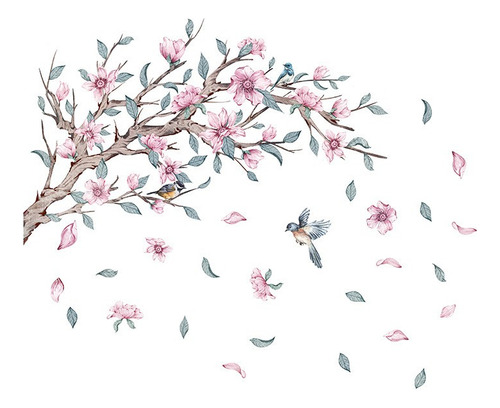 Adhesivos De Pared J Fresh Branches Con Pájaros Y Flores Par