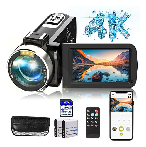 4k Video Camera, Camcorder With Ir Night Vision, Wifi Digita