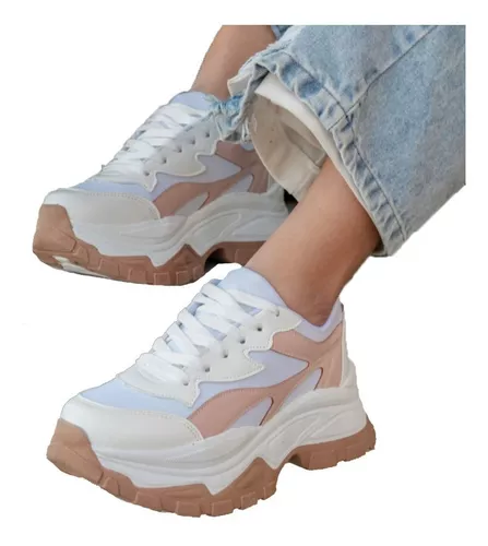 Zapatillas Mujer Con Plataforma Alta Sneakers Liviana Envios