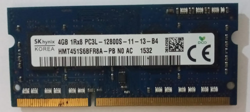 Memoria Ram, Ddr3, 4gb 1rx8 Pc3l-12800s, 1600mhz, 1.35v (Usado)