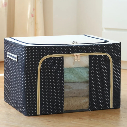 Imagen 2 de 7 de Caja Organizadora Tela Ropa Placard 39x29x20cm Doble Cierre