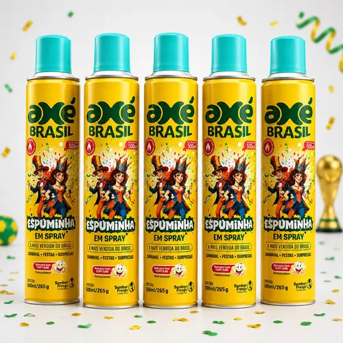 Kit 5 Spray Lança Espuma 500ml Carnaval Copa Do Mundo Neve
