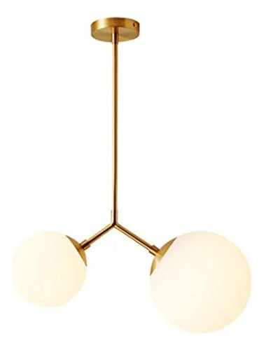 Fulesi Mid Century Lámpara Colgante De Globo Dorado Con 2 Lu