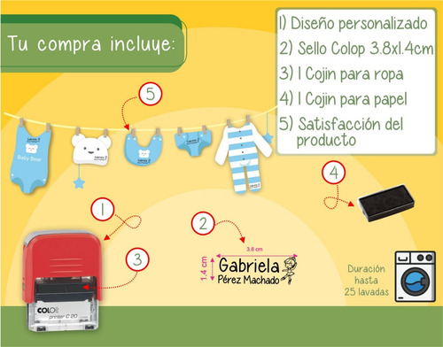 Imagen 2 de 6 de Sello Para Ropa, Pañales, Libros, Personalizado