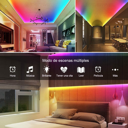Imagen 7 de 8 de Tiras De Luz Led 15m Arcoíris Rgbic Smart Luzes App Control