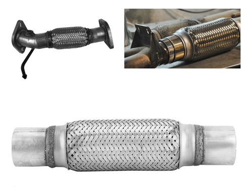 Tubo Corrugado De Escape De 51 X 300 Mm Soldado En Acero Ino