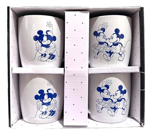 Set 4 Tazones Disney Mickey Minnie Edicion Especial 100 Años