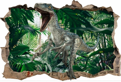 Vinilos Efecto 3d Hueco Pared Velociraptors - 1mx60cm