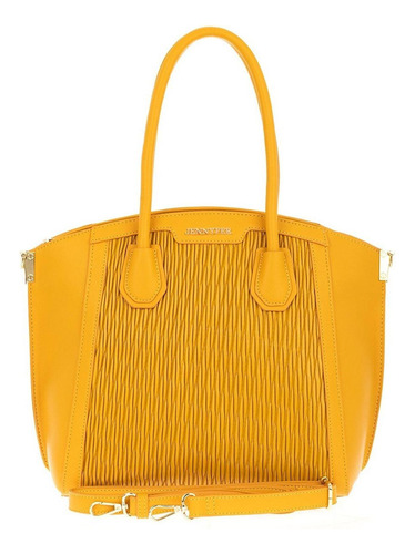 Bolsa Dama Mujer Bolso Marca Jennyfer Original 9368 Color Amarillo Diseño De La Tela Liso