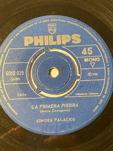 Vinilo Single De La Sonora Palacios La Primera Piedra (c123