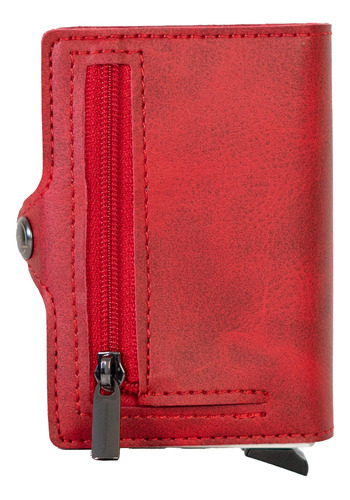 Billetera Rfid Doble Tarjetero Monedero Hombre Mujer Roja