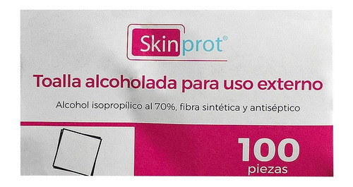 Toalla Alcoholada Para Uso Externo 100 Pzs Skinprot