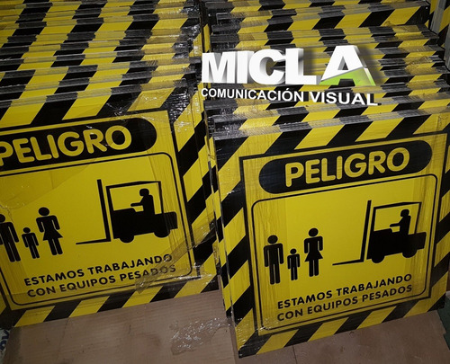 Cartel Peligro Equipos Pesados, Impreso D. Faz Pai 2mm Esp