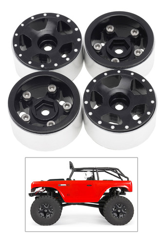 4x Rc Car Rim Parte De 1:24 Para Axial Scx24 90081 Rc Negro