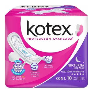 Kotex Toalla Femenina Nocturna Con Alas