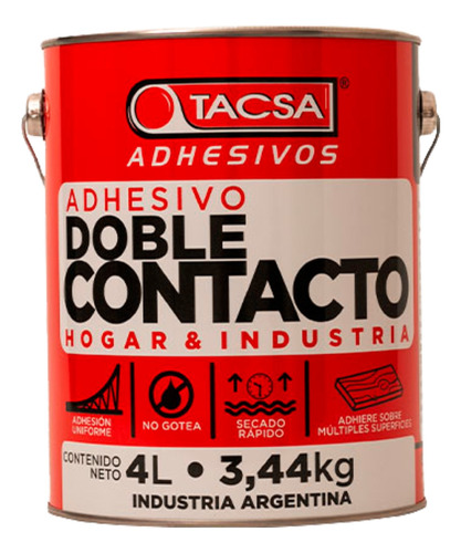 Cemento De Contacto Tacsa Adhesivo Hogar Industria X 4 Lts.