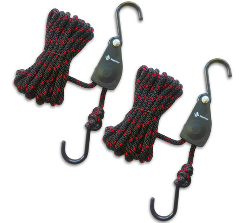 Ganchos Con Cuerda Le Kapmoz, Rojo Y Negro, 3,66 M, 2 Unidad