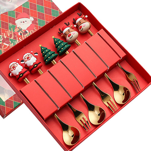 3 Juego De Tenedores De Cucharas De Navidad De 6 Estilo C