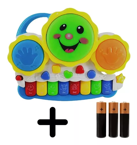 Piano Bateria Musical Infantil Brinquedo Luz Som Microfone Karokê