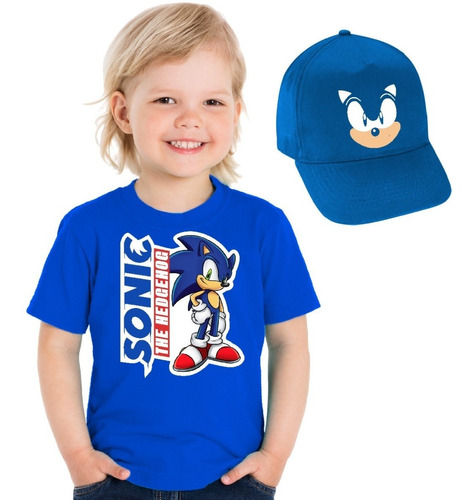 Polera De Niño Sonic The Hedgehog + Jockey Rostro