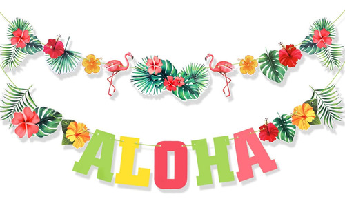 Banner Hawaiano Tropical Aloha, Flamenco, Luau, Suministros 