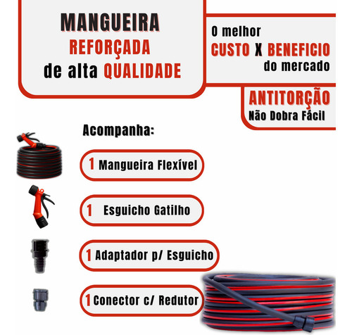 Mangueira Trançada 20 Metros Não Dobra Resistente Antitorção Vermelho