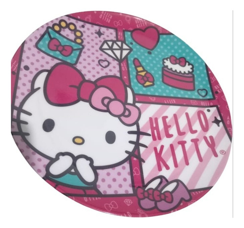 Platos Plástico Infantil Hello Kitty Kit De 4 Piezas