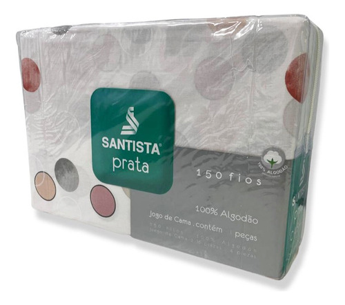 Jogo De Cama Solteiro 3 Pçs Prata 150 Fios - Moon Rosa