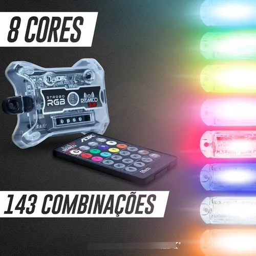 4 Strobo Automotivo Carro Ajk 4 Faróis Rgb Com Controle Novo