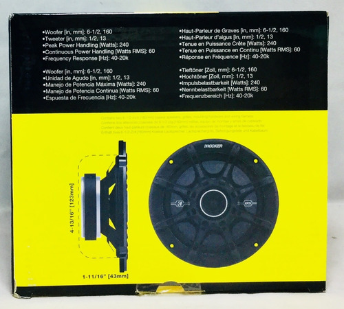 Bocina Coaxial 6-1/2 Pulgadas Kicker Dsc65 240 Watts Máx