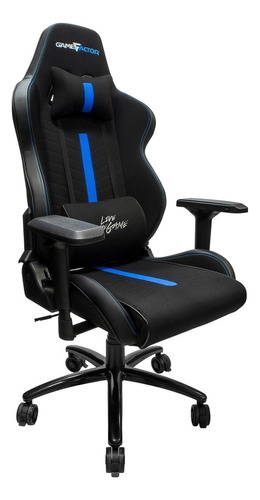 Silla de escritorio Game Factor CGC601 gamer ergonómica  negra y azul con tapizado de tela