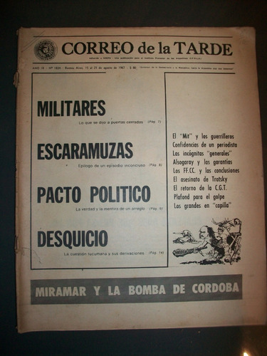 Revista Correo De La Tarde Nº 1834 Agosto 1967