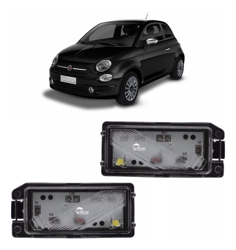 Par De Lanternas Luz De Placa Led Conector Quadrado Fiat 500