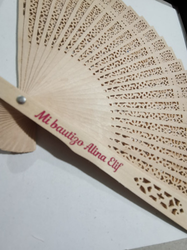 50 Abanicos Madera Calada Recuerdo Personalizados Boda Xv