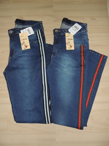 calça jeans feminina com faixa lateral